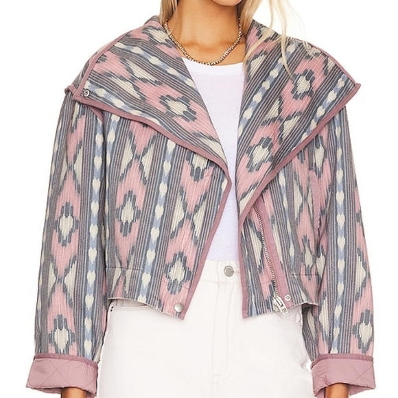 Blank NYC Jackets & Blazers - BLANKNYC Cropped Jacket L in Open Sky NWT Pink Black Boho Aztec